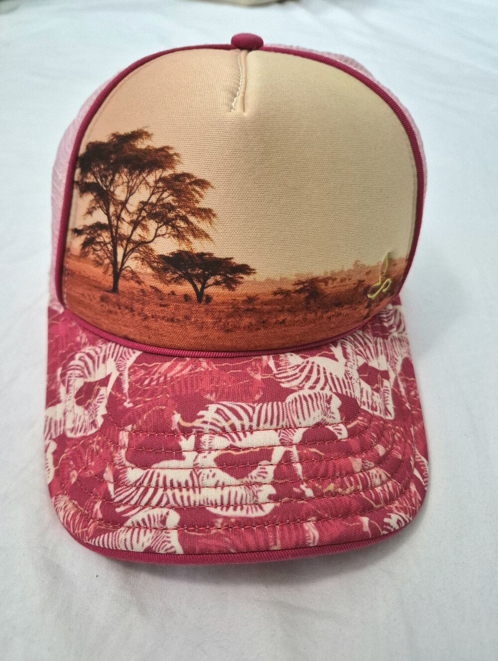 Prana Safari Zebra Theme Snapback Trucker Hat Pink